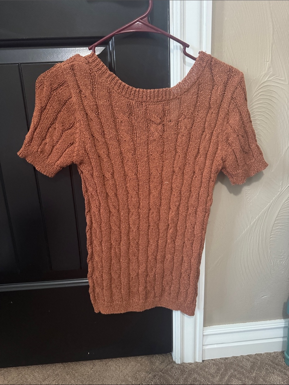 mine Rust Cable Knit Short-Sleeve Button Cardigan - Picture 3 of 3